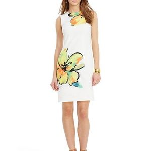Ralph Lauren White Floral-Print Shift Dress Size 0